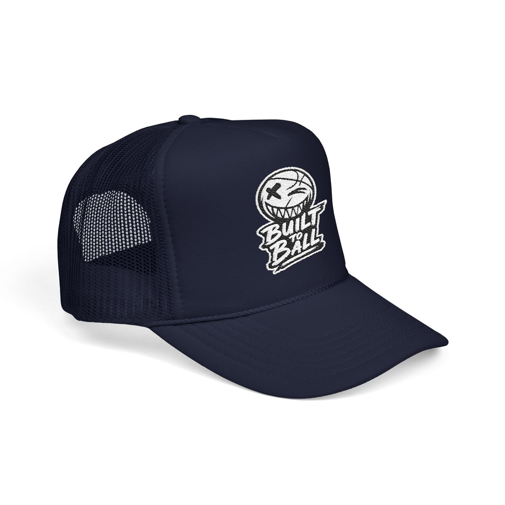 Built to Ball Foam Trucker Hat, Embroidered Cap for Sports Fans, Adjustable Snapback, Perfect Gift for Athletes, Everyday Wear