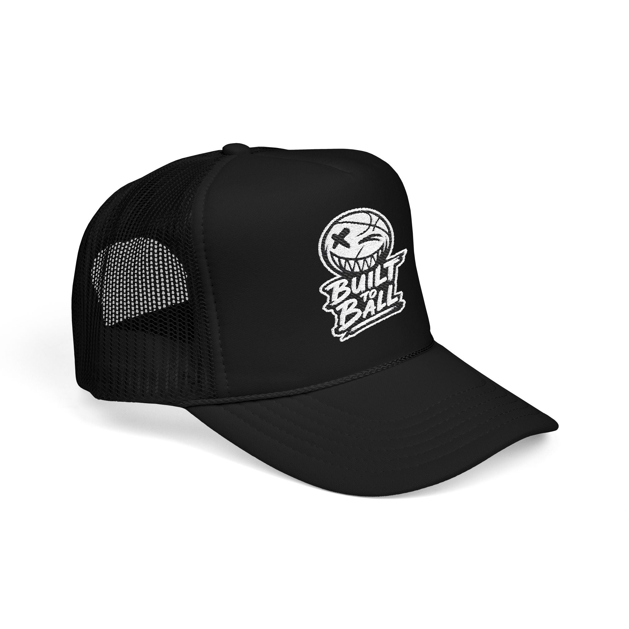 Built to Ball Foam Trucker Hat, Embroidered Cap for Sports Fans, Adjustable Snapback, Perfect Gift for Athletes, Everyday Wear