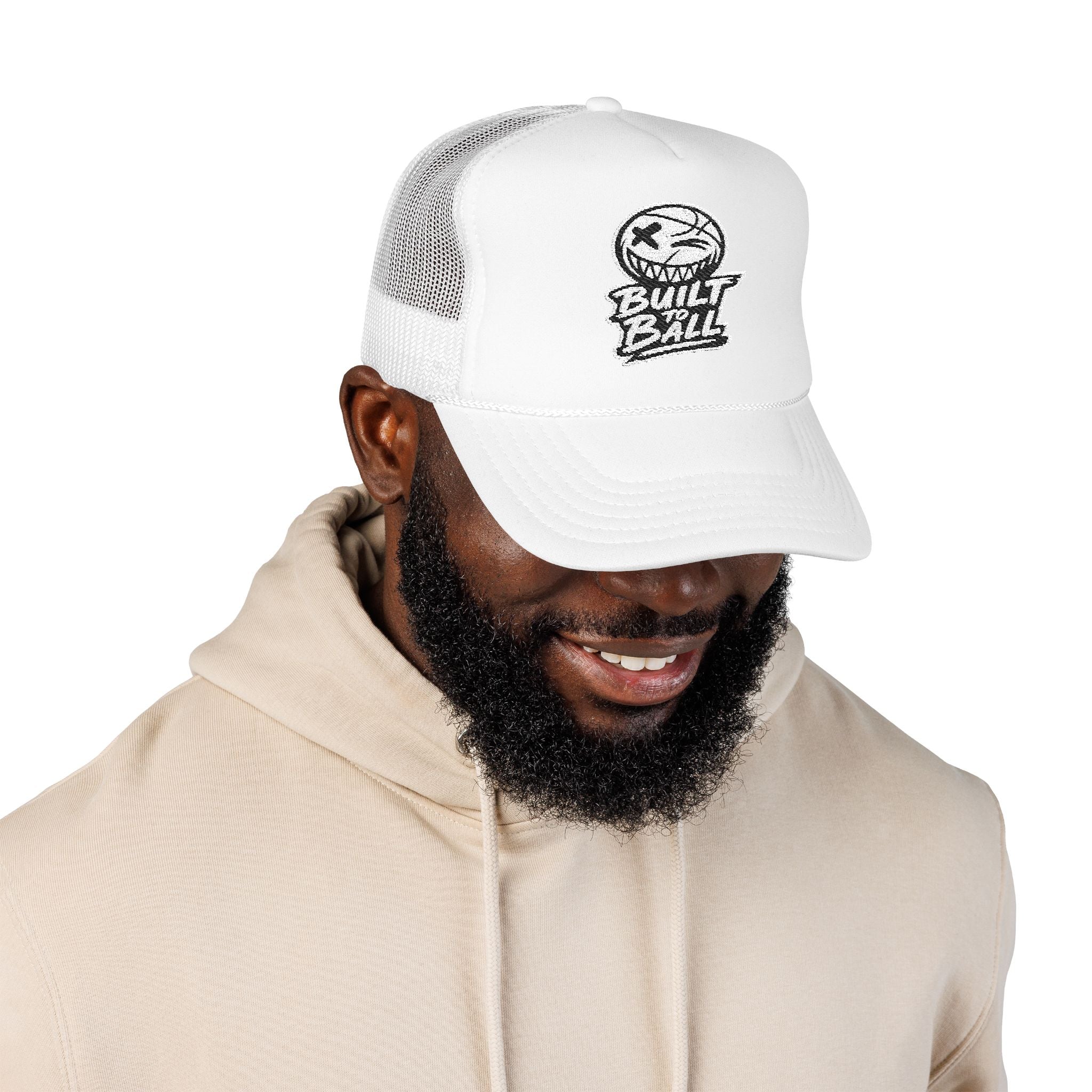 Built to Ball Foam Trucker Hat, Embroidered Cap for Sports Fans, Adjustable Snapback, Perfect Gift for Athletes, Everyday Wear