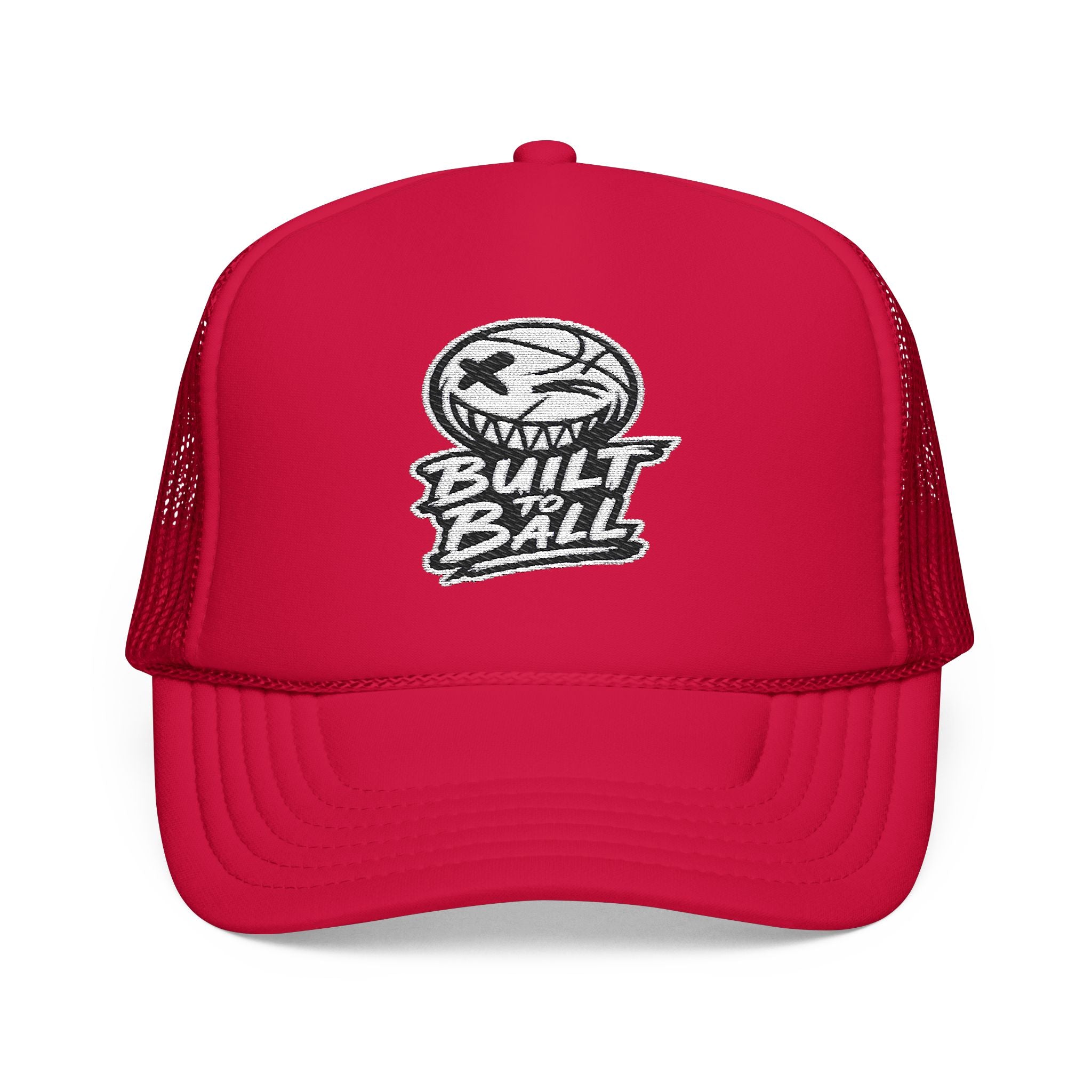 Built to Ball Foam Trucker Hat, Embroidered Cap for Sports Fans, Adjustable Snapback, Perfect Gift for Athletes, Everyday Wear