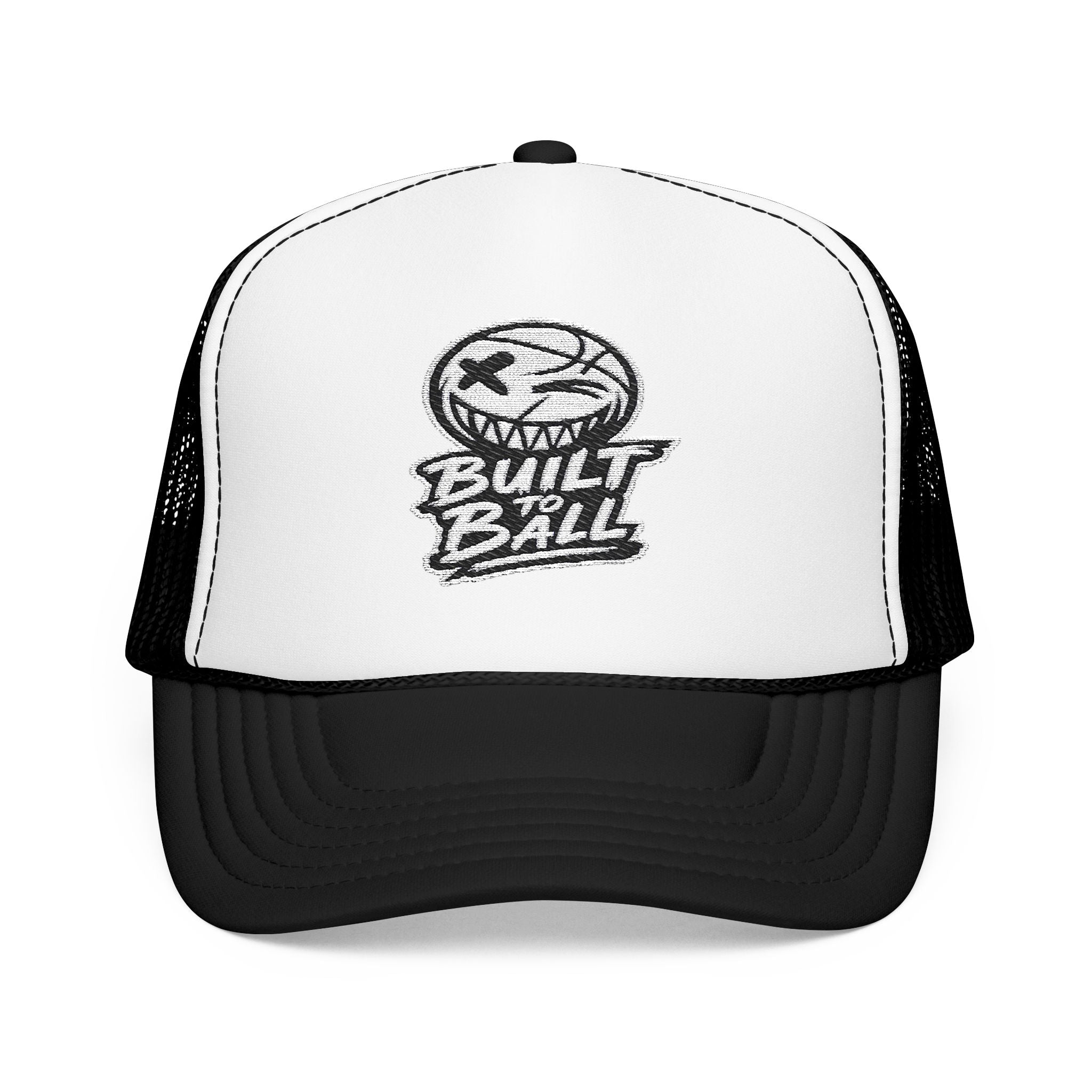Built to Ball Foam Trucker Hat, Embroidered Cap for Sports Fans, Adjustable Snapback, Perfect Gift for Athletes, Everyday Wear