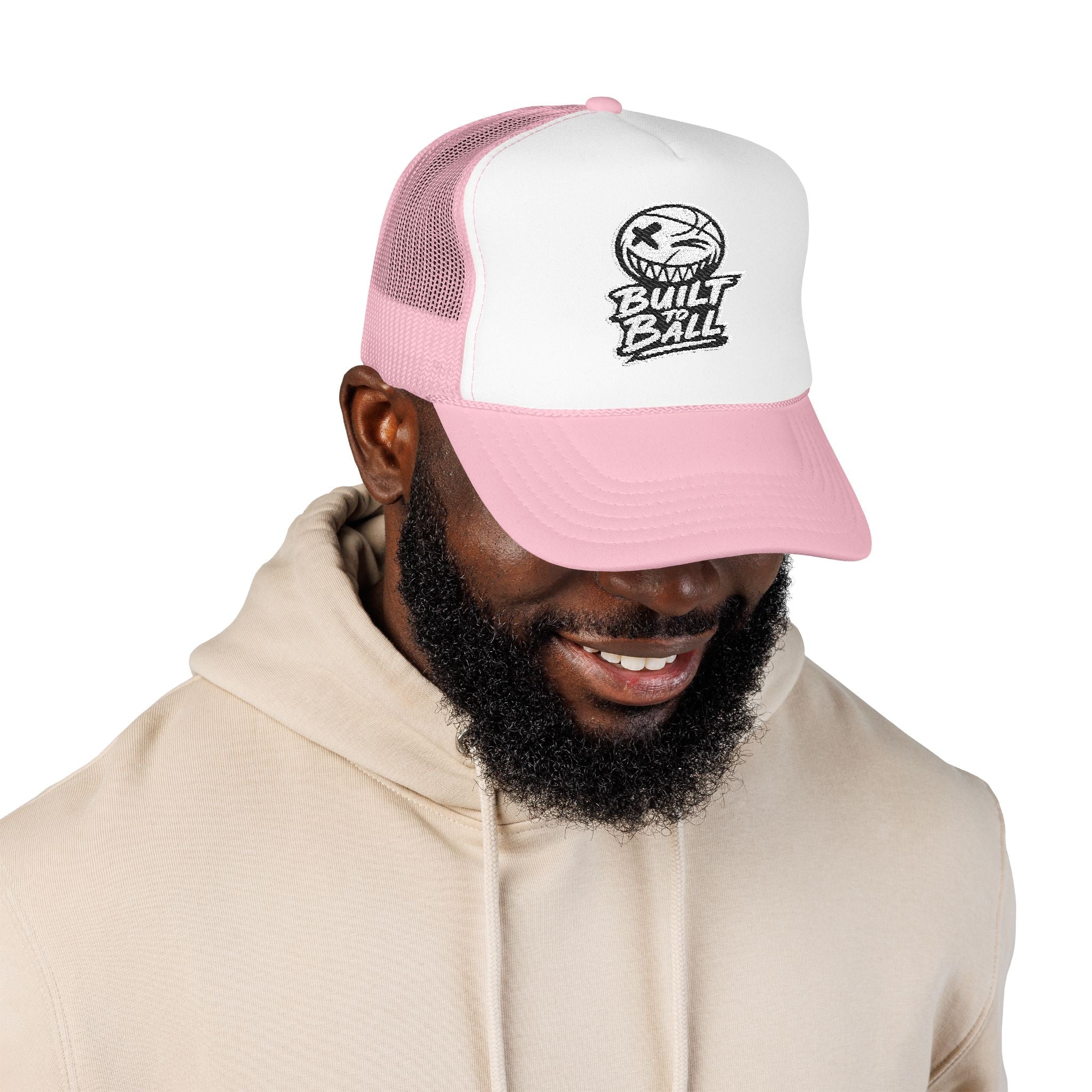 Built to Ball Foam Trucker Hat, Embroidered Cap for Sports Fans, Adjustable Snapback, Perfect Gift for Athletes, Everyday Wear
