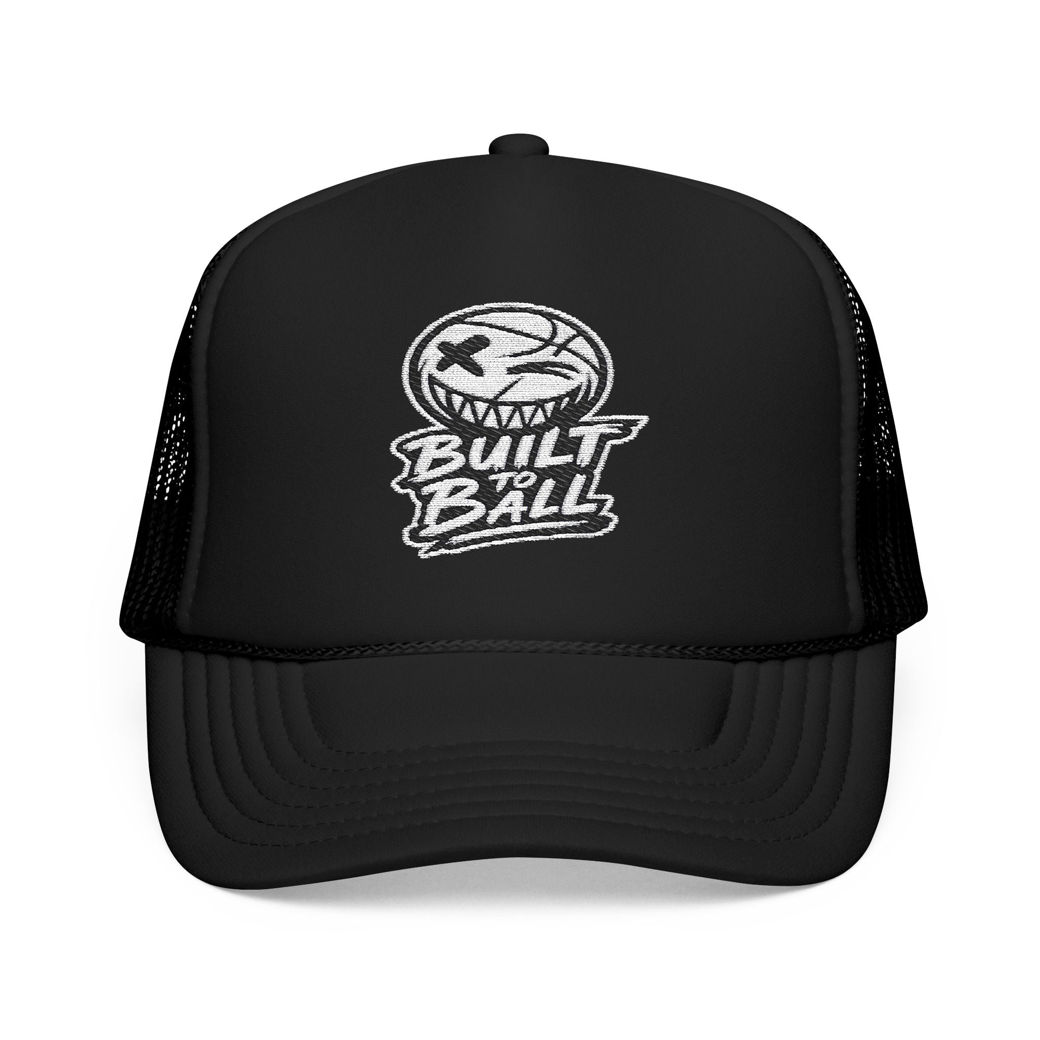 Built to Ball Foam Trucker Hat, Embroidered Cap for Sports Fans, Adjustable Snapback, Perfect Gift for Athletes, Everyday Wear