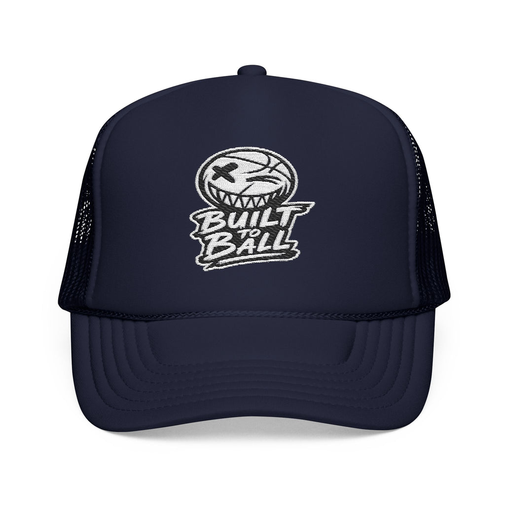 Built to Ball Foam Trucker Hat, Embroidered Cap for Sports Fans, Adjustable Snapback, Perfect Gift for Athletes, Everyday Wear
