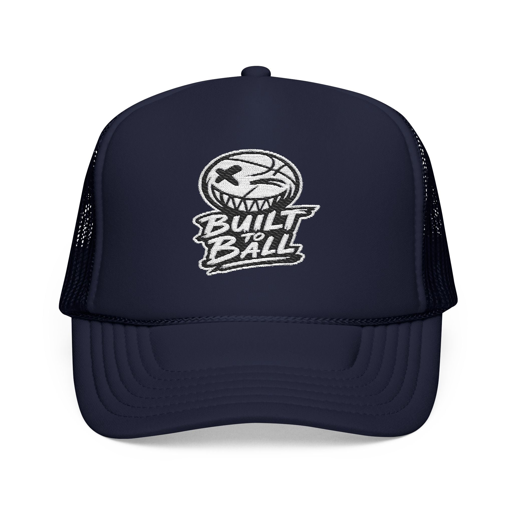 Built to Ball Foam Trucker Hat, Embroidered Cap for Sports Fans, Adjustable Snapback, Perfect Gift for Athletes, Everyday Wear